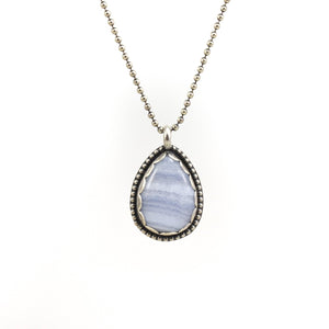 Purple Lace Agate Teardrop Pendant - Blue Lace Agate - .925 Sterling Silver Pendant - Blue Lace Agate Pendant