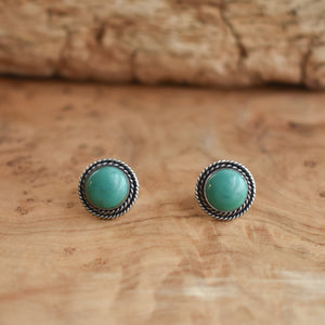 Western Turquoise Posts - American Turquoise Earrings - Turquoise Studs - Silversmith