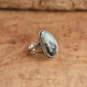 Amazonite Boho Ring - Mint Colored Ring - Unique Silversmith - Silversmith Ring