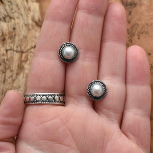 Freshwater Pearl Posts - Western Pearl Posts - Boho Pearl Posts - Silversmith Earrings