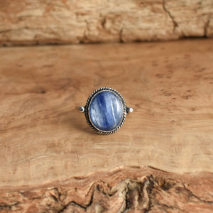 Blue Kyanite Delica Ring - Sterling Silver Ring - Silversmith Ring - Deep Blue Ring