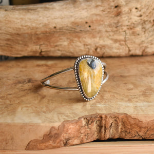 Bumble Bee Jasper Bracelet - Yellow Jasper Cuff Bracelet - Jasper Bangle - Silversmith Bracelet