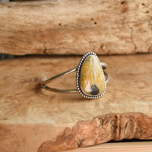 Bumble Bee Jasper Bracelet - Yellow Jasper Cuff Bracelet - Jasper Bangle - Silversmith Bracelet