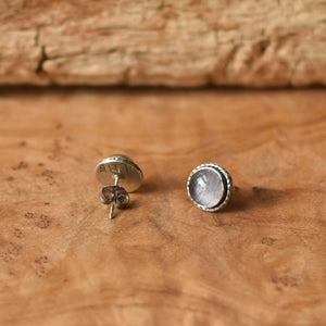 Iolite Hammered Posts - Iolite Earrings - Iolite Studs - .925 Sterling Silver - Silversmith