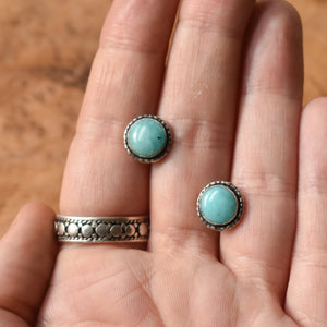 Amazonite Hammered Posts - .925 Sterling Silver - Soft Aqua Blue Studs - Amazonite Earrings