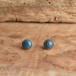 Apatite Hammered Posts - Apatite Studs - Silversmith Earrings - .925 Sterling Silver