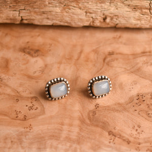 Chalcedony Posts - Chalcedony Studs - Gold Earrings - .925 Sterling Silver