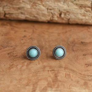 Western Amazonite Posts - Amazonite Earrings - Amazonite Studs - Silversmith Earrings