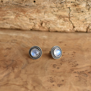 Rainbow Moonstone Posts - Western Moonstone Earrings - Silversmith Posts - Hand Made