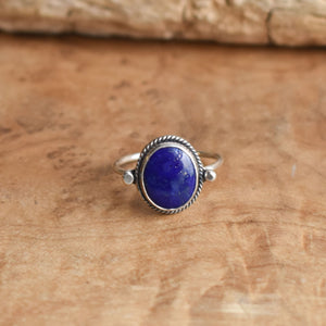 Lapis Delica Ring - Blue Lapis Ring - Silversmith Ring - Feminine Jewelry