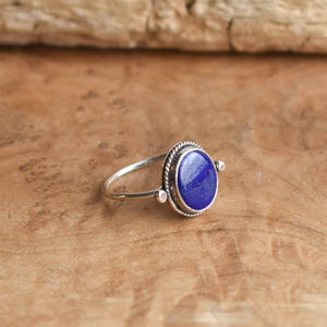 Lapis Delica Ring - Blue Lapis Ring - Silversmith Ring - Feminine Jewelry