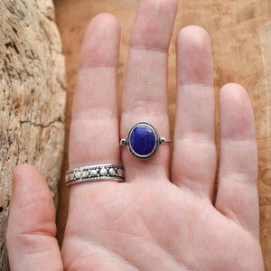 Lapis Delica Ring - Blue Lapis Ring - Silversmith Ring - Feminine Jewelry