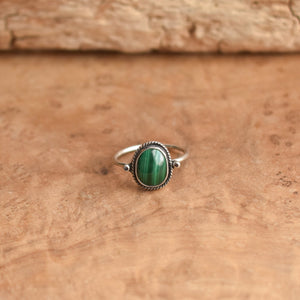 Delica Ring - Malachite Ring - .925 Sterling Silver - Malachite Stacker - Silversmith