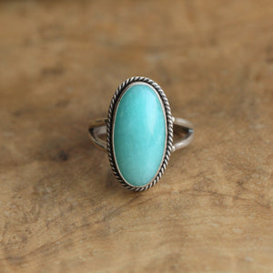 Amazonite Boho Ring - Mint Colored Ring - Unique Silversmith - Silversmith Ring