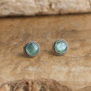 Green Kyanite Traditional Posts - .925 Sterling Silver Studs - Kyanite Posts - Kyanite Studs