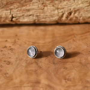 Iolite Hammered Posts - Iolite Earrings - Iolite Studs - .925 Sterling Silver - Silversmith