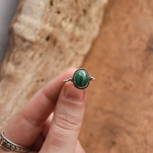 Delica Ring - Malachite Ring - .925 Sterling Silver - Malachite Stacker - Silversmith