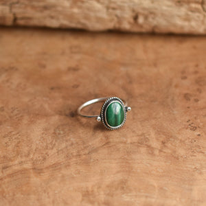 Delica Ring - Malachite Ring - .925 Sterling Silver - Malachite Stacker - Silversmith