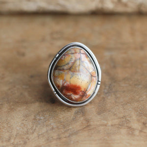 Birds Eye Rhyolite Boho Ring - OOAK Rhyolite Ring - Silversmith Ring