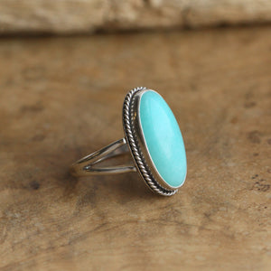 Amazonite Boho Ring - Mint Colored Ring - Unique Silversmith - Silversmith Ring