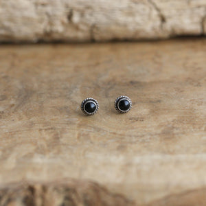 Itty Bitty Posts - Black Onyx Earrings - Pink Opal Studs - Kyanite Posts - Silversmith