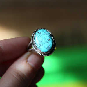 Boho Turquoise Ring - Sterling Silver Ring - Nacozari Turquoise Statement Ring - Silversmith Ring