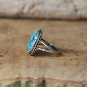 Boho Turquoise Ring - Sterling Silver Ring - Nacozari Turquoise Statement Ring - Silversmith Ring