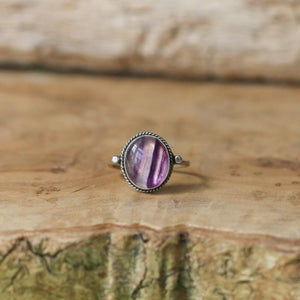 Rainbow Fluorite Delica Ring - .925 Sterling Silver - Fluorite Ring - Silversmith Ring