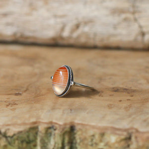 Delica Ring - Red Banded Agate Ring - Silversmith Ring - Feminine Jewelry