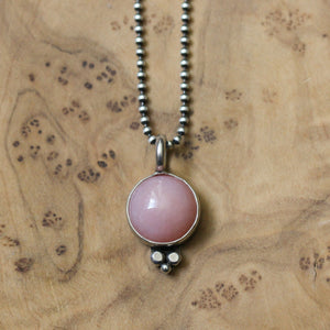 Pink Opal Sweetheart Necklace - Pink Opal - .925 Sterling Silver Pendant - Silver Chain