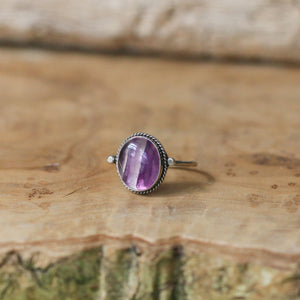 Rainbow Fluorite Delica Ring - .925 Sterling Silver - Fluorite Ring - Silversmith Ring