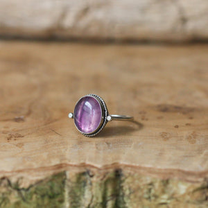 Rainbow Fluorite Delica Ring - .925 Sterling Silver - Fluorite Ring - Silversmith Ring