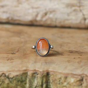 Delica Ring - Red Banded Agate Ring - Silversmith Ring - Feminine Jewelry