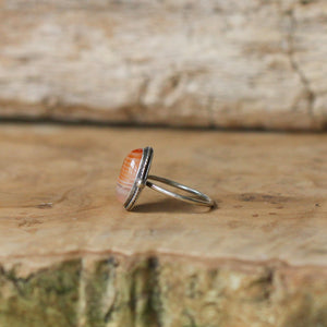 Delica Ring - Red Banded Agate Ring - Silversmith Ring - Feminine Jewelry