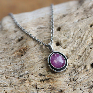 Pink Sapphire Necklace - Sapphire Pendant - .925 Sterling Silver - Silversmith