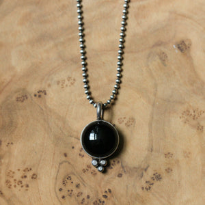 Black Onyx Lil Sweetheart Necklace - Black Onyx Pendant - Silversmith - Black Onyx Necklace