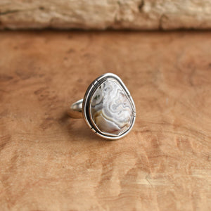 Laguna Lace Agate Chunky Boho Ring - .925 Sterling Silver - Choose Your Own Stone - Silversmith Ring