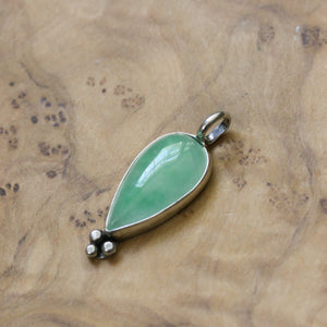 Green Jade Boho Pendant - Burma Jade Sweetheart Pendant - .925 Sterling Silver - Silversmith