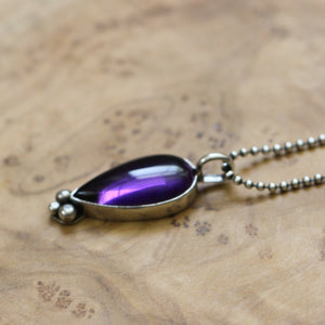 Purple Amethyst Sweetheart Pendant - Purple Amethyst Necklace - .925 Sterling Silver - Silversmith