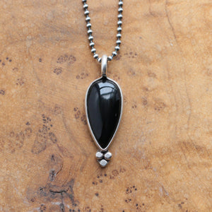 Black Onyx Sweetheart Necklace - Black Onyx Pendant - Silversmith - Black Onyx Necklace