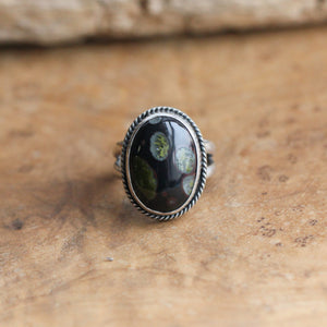 Boho Ring - Black Fossil Ring - Silversmith Ring - Boho Ring - Natural Fossil