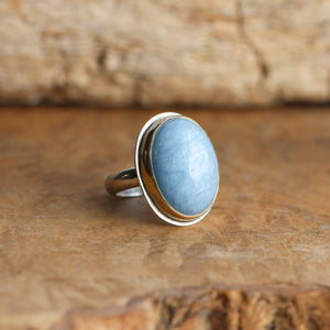 Huge Aquamarine Ring - 18K Aquamarine Ring - Silver and Gold Ring - Silversmith Ring