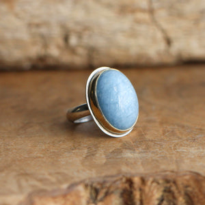 Huge Aquamarine Ring - 18K Aquamarine Ring - Silver and Gold Ring - Silversmith Ring