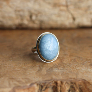 Huge Aquamarine Ring - 18K Aquamarine Ring - Silver and Gold Ring - Silversmith Ring