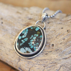 Big Turquoise Pendant - Silversmith Pendant - .925 Sterling Silver - OOAK Dragonskin Turquoise Necklace