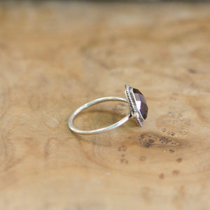 Red Garnet Delica Ring - 8X10mm Stone - .925 Sterling Silver - Silversmith