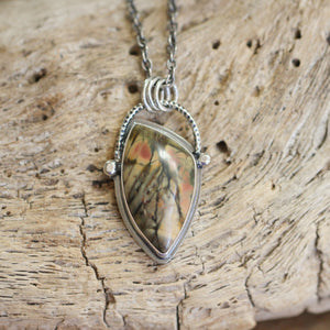 Red Creek Jasper Basket Pendant - Pendant with Chain - .925 Sterling Silver Pendant