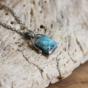 Chelsea Necklace - Turquoise Pendant - Sterling Silver Necklace - Silversmith Turquoise Necklace