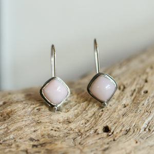 Pink Opal Earrings - Sterling Silver Drop Earrings - Boho Pink Earrings - Silversmith