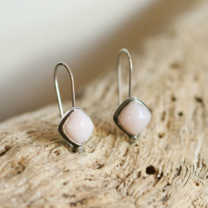 Pink Opal Earrings - Sterling Silver Drop Earrings - Boho Pink Earrings - Silversmith